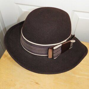 Vintage Michael Howard Fedoria Cloche Hat Ribbon Band Bow One Size